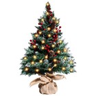 Christmas Tree W  Led Lights Snow Flocked Pine Cone Berries Xmas Decor