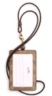 New      Authentic Coach Lanyard Id Card Holder Tan Brown Signature Leather Unisex