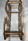 Vintage Spanish Revival Wood Wine Barrel Bottle Rack Medieval Rustic Crusaders