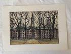 Princeton University  Nassau Hall Vintage Water Color Etching Signed By R  Gould