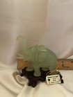 Jadeite Green Carved Elephant Figurine With Stand