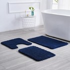 Wcbstt 3 Pieces Luxury Bathroom Rug Set U-shaped Toilet Rug Non-slip Rubber