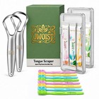 Stainless Steel Tongue Scraper Set  10 Pack  - Bad Breath Eliminator   Travel To