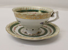C1850 Antique English Rococo Tea Cup   Saucer 19thc Gold Trimmed See Photos