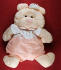 Vintage 1986 Fisher Price Puffalump Bear Cub 8006 Peach Plush Stuffed Romper