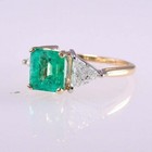 3 60 Ct Green Emerald Art Deco Vintage Engagement Ring 14k Yellow Gold Over