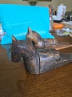 Antique Carved Wood Horse Door Stop Set Of 2 8 Inches Long