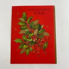 Vintage Mid Century Christmas Greeting Card Good Embossed Holly Leaves Hallmark