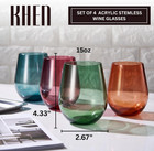 Tritan Bpa-free Plastic Shatterproof Stemless Wine Glasses  - 4 Set - Acrylic Gl