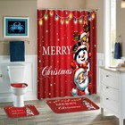 4pcs Christmas Shower Curtain Bathroom Set - Santa Claus Snowman Reindeer Non   