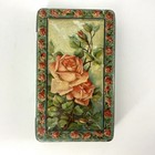 Vintage Candy Tin Container Floral Roses Hinged Rectangular Lithography