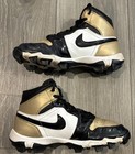 Nike Air Jordan 1 Mid Youth Cleats 6y Gold Black Baseball Football Hf6883-701