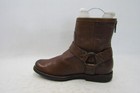 Frye Womens Size 5 5 B Brown Leather Zip Harness Ankle Boots Bootie