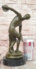 Discobolus Bronze Sculpture Signed Myron Greek Discus Thrower Fine Art Decor