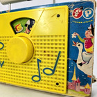Fisher-price Farmer In The Dell Music Box Radio Toy 1960s Blue Yellow Vintage