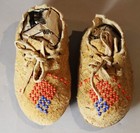 Pr vintage antique Indian Child baby s Nw Coast Deerskin Beaded Moccasins C 1965
