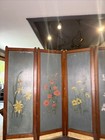 Hand-painted Vintage Four-panel Folding Floral Screen 38 5   x29   