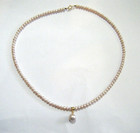 Vintage 14k Gold Rare Pink Seed Pearls 16  Collar Necklace With 7mm Pearl Drop