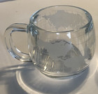 Vintage 1970 s The Nestle Co  Clear Etched Glass Globe World Coffee Mug 8 Oz