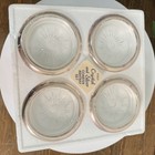 Vintage Italian Leonard Crystal Glass Silver Plated Ashtray coaster Set Of 4