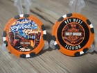 1 Genuine Harley Davidson Emblem Poker Chip - Key West Florida - Orange   Black