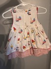 Vintage Gymboree Girls 0-3m White Nautical Sailboat Sundress Cotton Sleeveless 