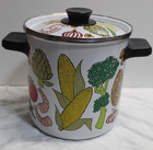 Vtg Mcm San Ignacio Enamel Enamelware Seafood Stock Pot  7 1 2  Tall W  Steamer