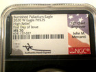 Mercanti Signed 2020-w  25 Palladium Eagle High Relief Ngc Ms70 First Day Issued