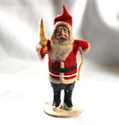 Vintage Clay Face Santa Claus Figurine Toy Sack 5 5  Christmas Belsnickel