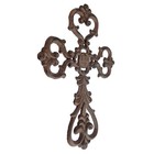 Cast Iron Ornate Fleur De Lis Floral Cross Wall Decor Antique Style Brown 10 75 