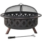36 In Crossweave Steel Fire Pit With Screen  Poker  And Cover By Sunnydaze