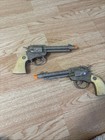 Vintage Original Actoy Wyatt Earp Toy Cap Guns And Leather Holsters Orange Plugs