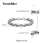 10mm Rolo Cable Link Mens Chain Boys Silver Tone Stainless Steel Bracelet