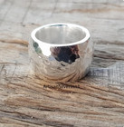 925 Sterling Silver Ring  Wide Band Ring  Handmade Ring  Hammered Dome All Size