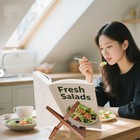 Wooden Cookbook Stand Adjustable Recipe Book Holder For Kitchen