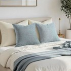 2 Pack 18x18 Inch Bluish Grey Farmhouse Pillow Covers - Soft Textured Cushion Ca