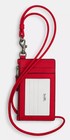       coach Zip Id Lanyard Card Case - Caj45 Bold Red Refined Pebble Leather - Nwt