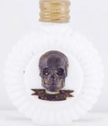 Rare Antique Victorian Milk Glass Cocaine Poison Bottle     Skull Warning Tag