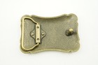 Western Floral Flower Pattern Small Recactangle Bronze Plated Metal Belt Buckle