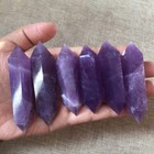 Natural Amethyst Crystal Magic Wand Quartz Double Pointed Obelisk Healing Stone
