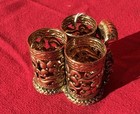 Vintage Stylebuilt Gold Tone Filigree 3 Tube Lipstick Holder