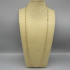 Vintage Glass Necklace Open Bezel Clear Gold Tone Opera 35 Inch