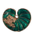 Vintage Gold Tone Frog On Lily Pad Enameled Brooch 1 5 