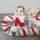1950 Relco Noel Kids Angels Candy Cane Sleigh Candle Holder Japan  5a51  read 