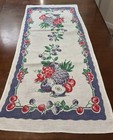 2 Vintage Linen Kitchen  Tea Towels Fruit Motif Cherries Grapes And More