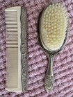 Beautiful Vintage Silver Plated Vanity Hair Brush   Comb Set  Decorative Design