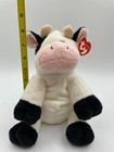 Rare Ty Pluffies Milkers The Cow Beanie Plush Black White 8  2006 Damaged Tag