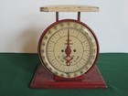 Vtg Red   Cream Kitchen Pelouze 24lb Antique Family Deluxe Scale Primitive Folk