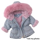 Alex   Nova Holly Denim Jacket Girls 2t Blue Jean Pink Faux Fur Hood Fuzzy Euc 