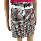 American Vintage Handmade Gingham Black Plaid Red Cherry Waist Apron